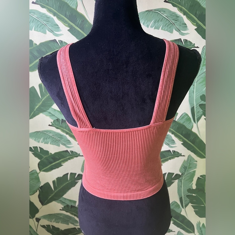 Nikibiki Womens Dark Orange Seamless ribbed tank top S/M - Picture 4 of 6